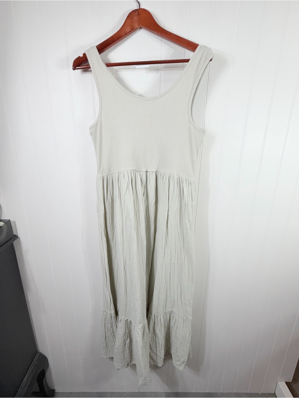 Salty Lemon Ribbed Tank Maxi Dress Artichoke Green Tiered Boho NWT 1XL - Picture 6 of 7